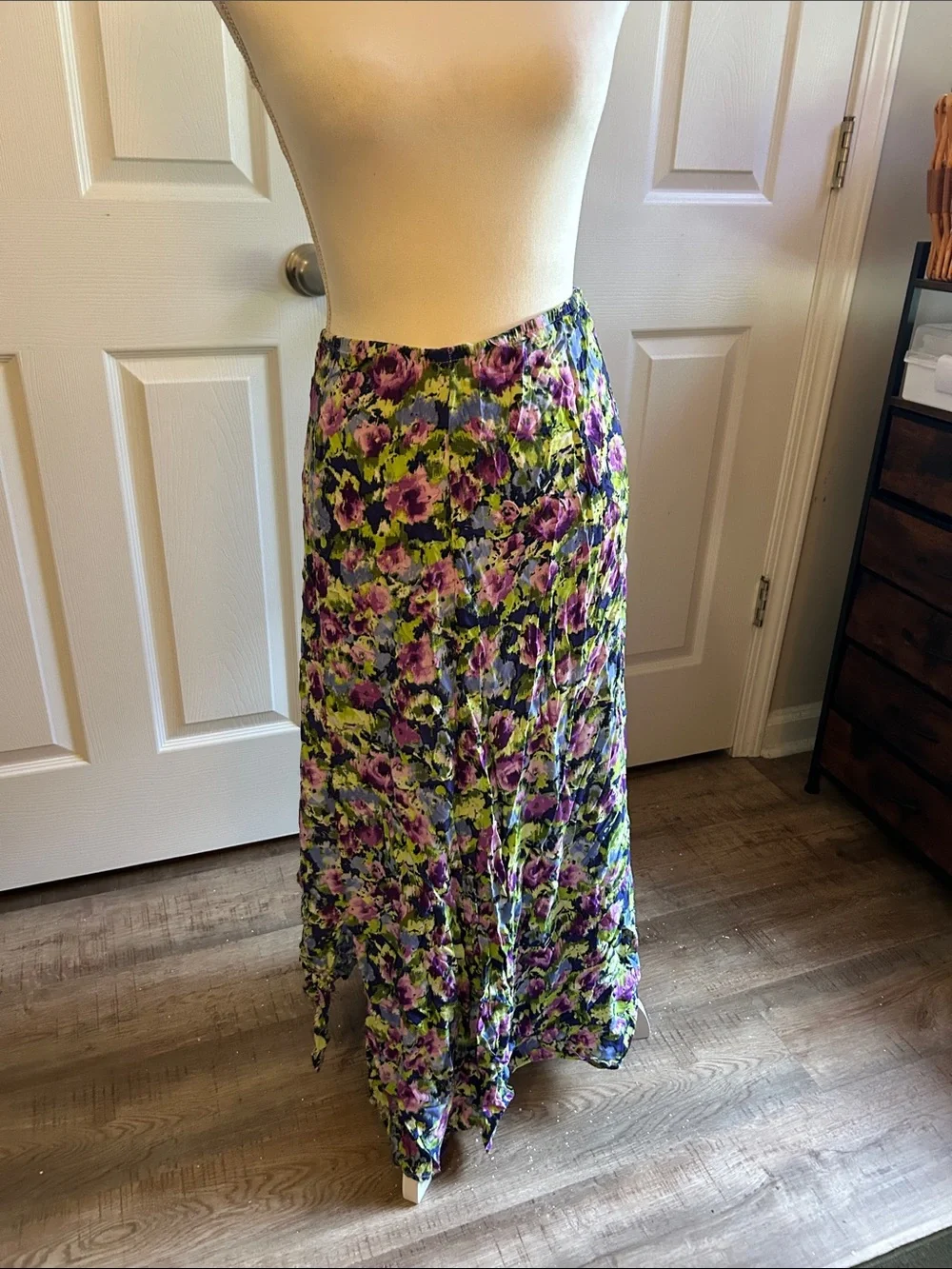 Skirts | 425 Floral Maxi Skirt In Purple And Green | Poshmark